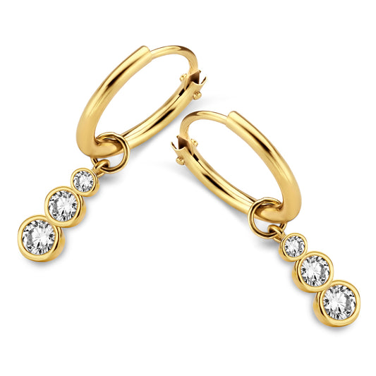 Creolen mit Anhänger 6 Zirkonia Gold 585/000