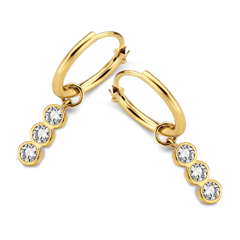 Creolen mit Anhänger 6 Zirkonia Gold 585/000