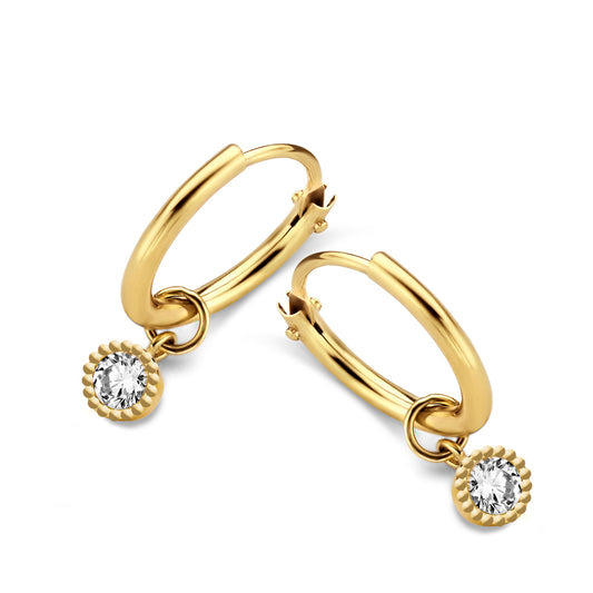 Creolen mit Anhänger Zirkonia Gold 585/000