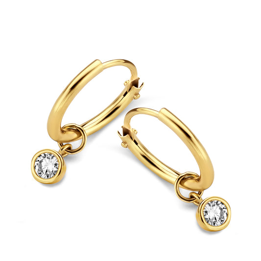 Creolen mit Anhänger Zirkonia Gold 585/000