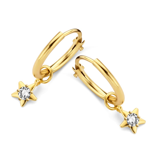 Creolen mit Anhänger Stern Zirkonia Gold 585/000