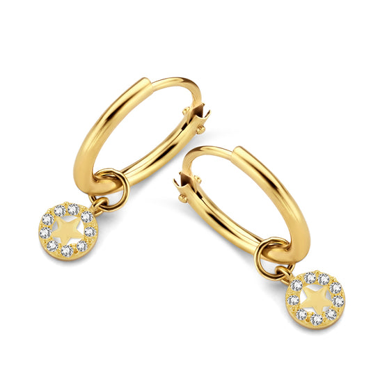 Creolen mit Anhänger 24 Zirkonia Gold 585/000