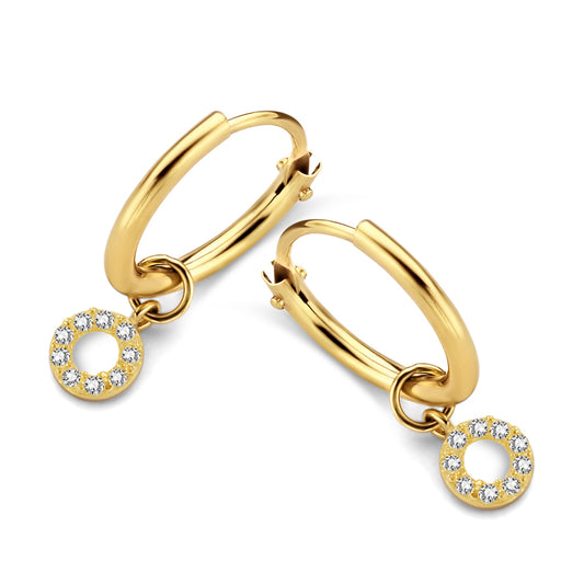 Creolen mit Anhänger 18 Zirkonia Gold 585/000
