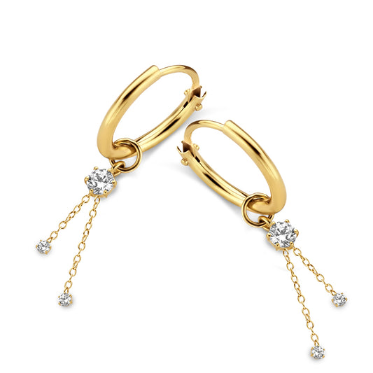 Creolen mit Behang Zirkonia Gold 585/000