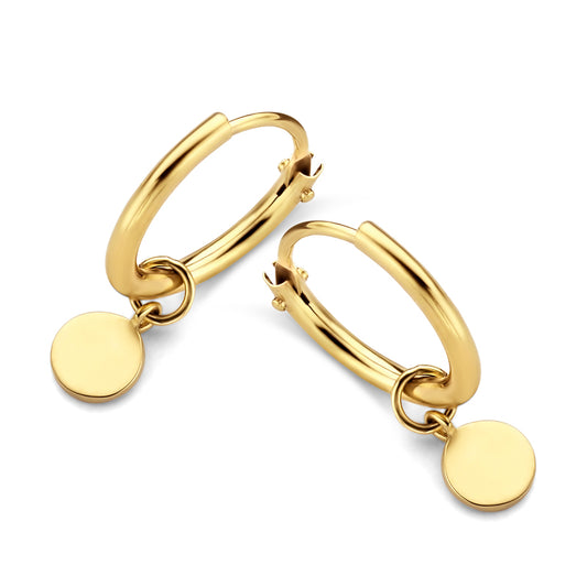 Creolen mit Anhänger Dot 4mm Gold 585/000