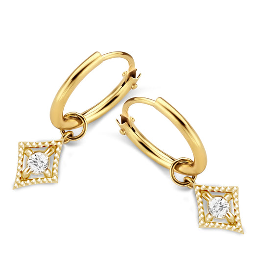 Creolen mit Anhänger Raute Zirkonia Gold 585/000