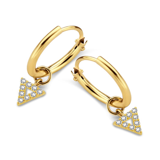Creolen mit Anhänger Dreieck 18 Zirkonia Gold 585/000