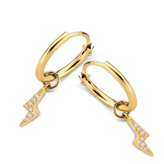 Creolen mit Anhänger Blitz 14 Zirkonia Gold 585/000