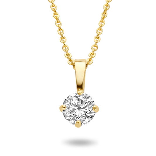 Collier mit Anhänger Zirkonia 4mm Gold 585/000