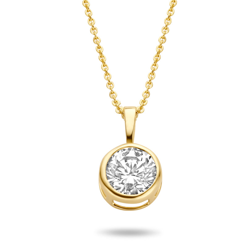 Collier mit Anhänger Zirkonia 6mm Gold 585/000