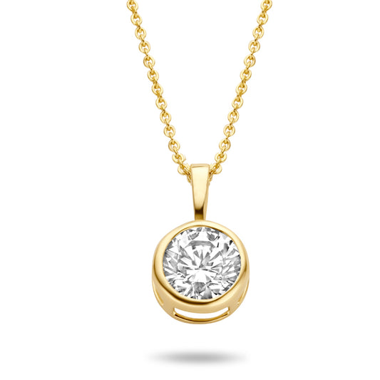 Collier mit Anhänger Zirkonia 6mm Gold 585/000
