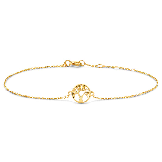 Armband mit Zwischenteil Lebensbaum in Kreis Gold 585/000