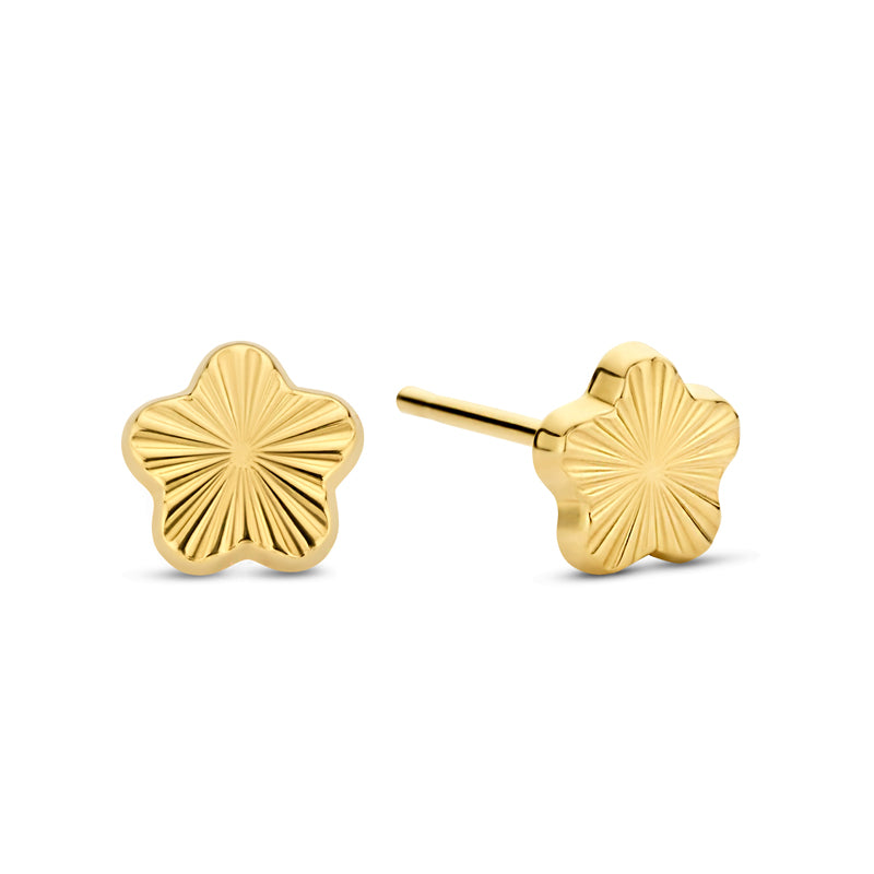 Ohrstecker Blume Diamond Cut Gold 585/000