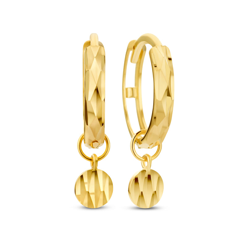 Klappcreolen 12/2mm mit Anhänger Dot DC Gold 585/000