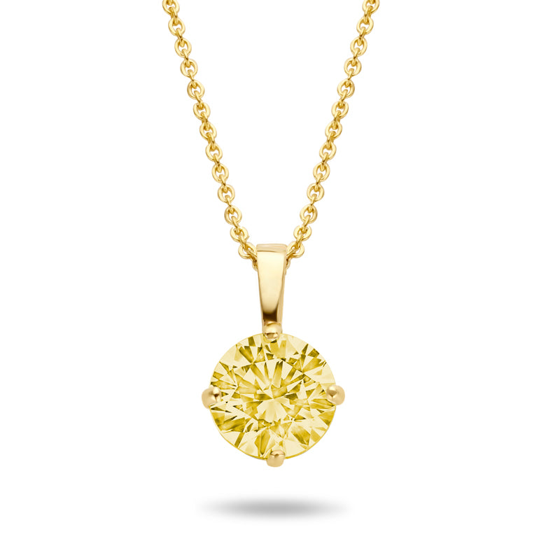Collier mit Anhänger Zirkonia gelb 4mm Gold 585/000