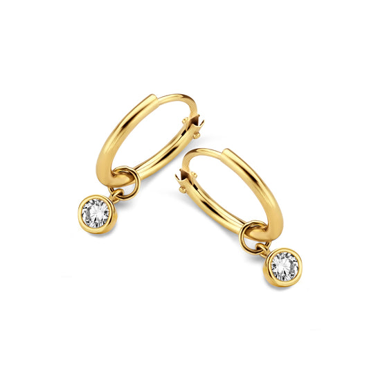 Creolen 11/1.2mm mit Zirkonia 3mm Gold 585/000