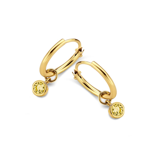 Creolen 11/1.2mm mit Zirkonia gelb 3mm Gold 585/000