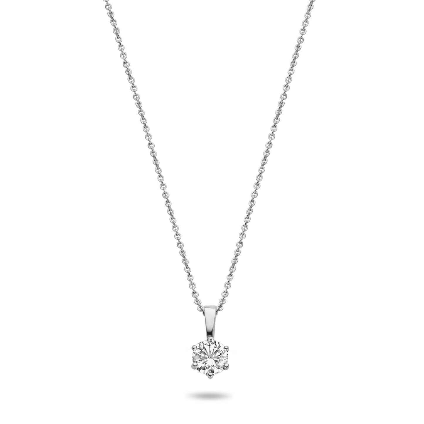 Collier mit Anhänger Zirkonia 4mm Weißgold 585/000