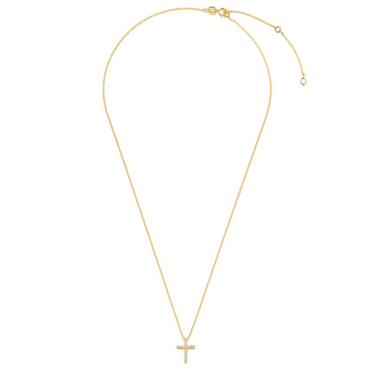 Collier mit Anhänger Kreuz 16 Zirkonia Gold 585/000