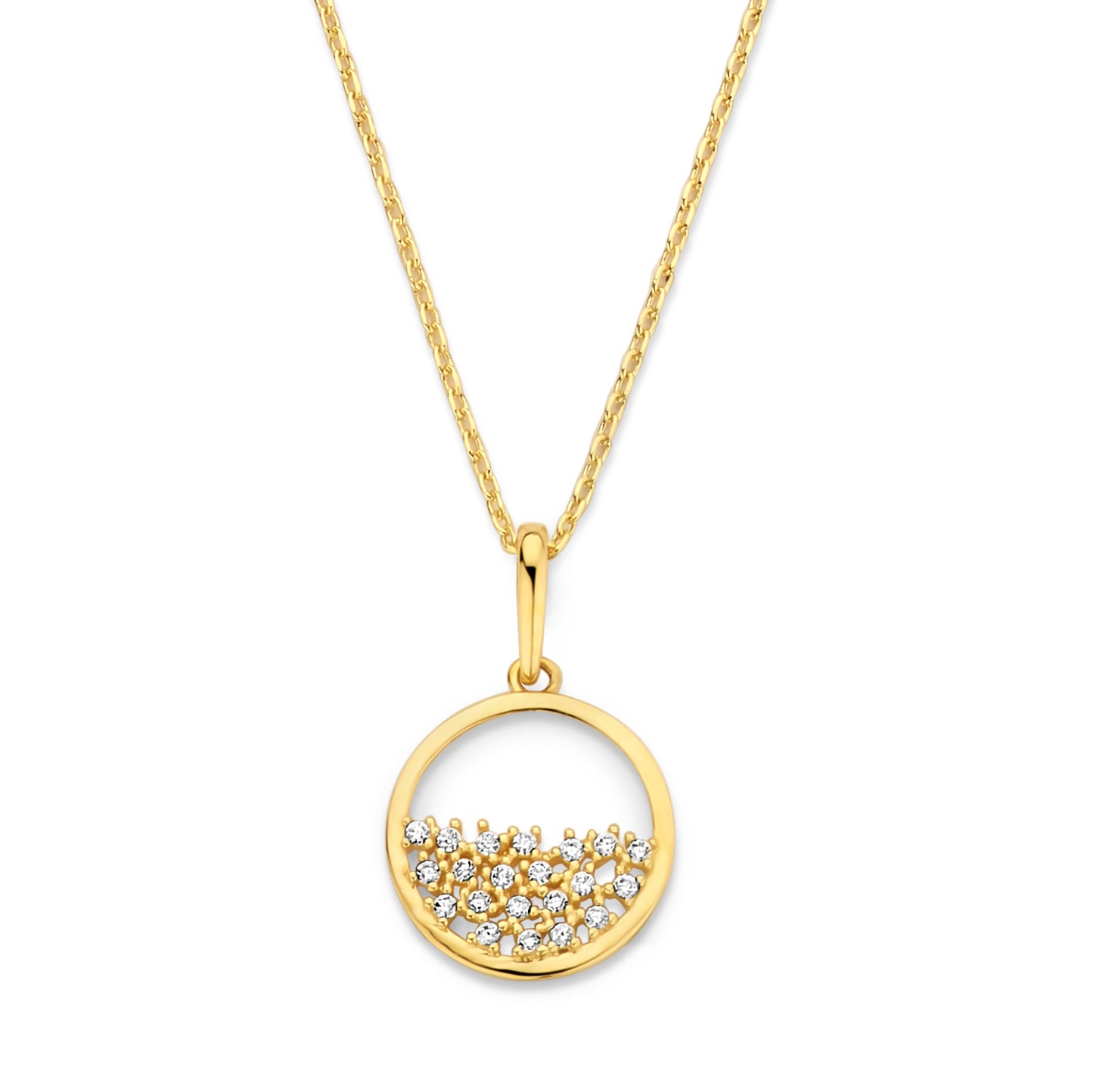 Collier mit Anhänger Kreis 21 Zirkonia Gold 585/000