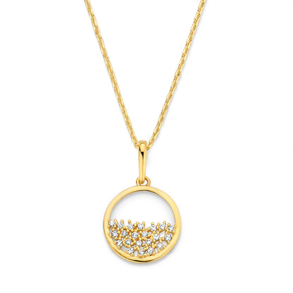 Collier mit Anhänger Kreis 21 Zirkonia Gold 585/000