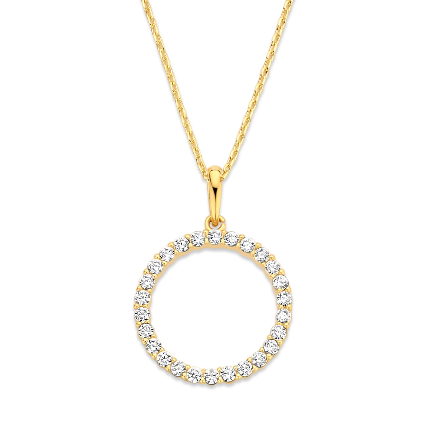 Collier mit Anhänger Kreis 26 Zirkonia Gold 585/000