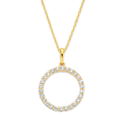 Collier mit Anhänger Kreis 26 Zirkonia Gold 585/000
