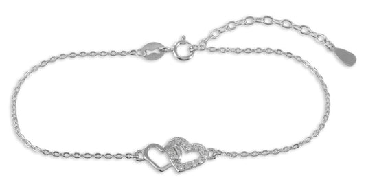 Armband Herzen mit 13 Zirkonia Echt Silber 925/000