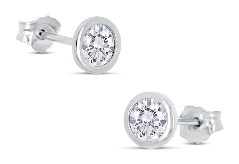 Lovebird Ohrstecker mit Zirkonia 101 Facetten 6mm Silber 925/000