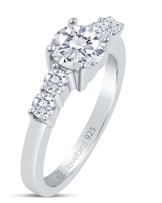 Lovebird Damenring mit Zirkonia 101 Facetten Silber 925/000