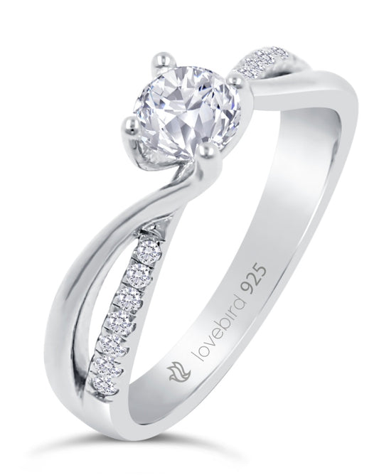 Lovebird Damenring mit Zirkonia 101 Facetten Silber 925/000