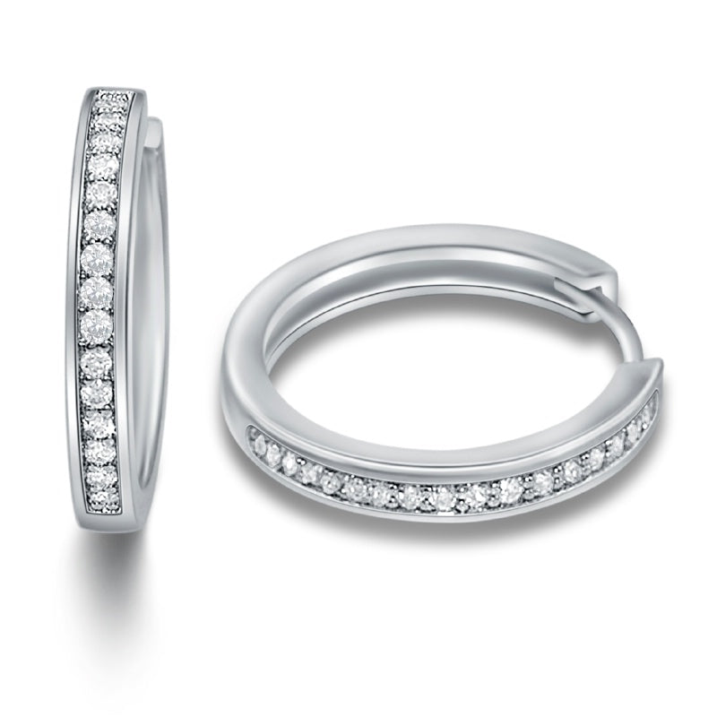 Lovebird Klappcreolen mit 40 Zirkonia 101 Facetten Silber 925/000