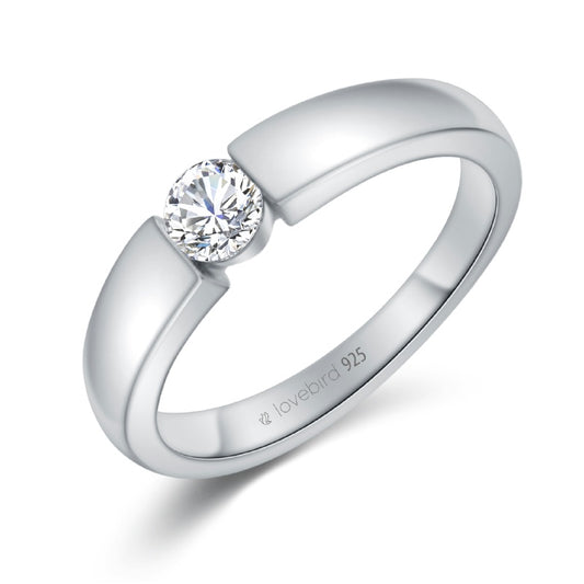 Lovebird Damenring mit Zirkonia 101 Facetten Silber 925/000