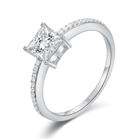 Lovebird Damenring mit Zirkonia Princess Cut Silber 925/000