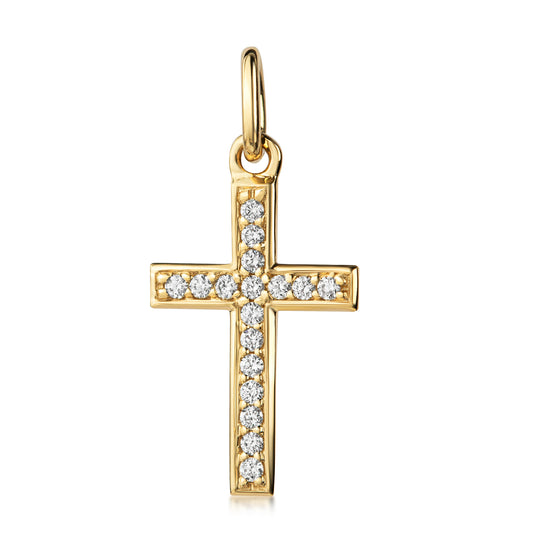 Lovebird Anhänger Kreuz mit Brillant 0.08 ct. Gelbgold 585/000