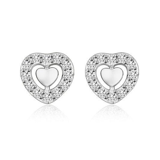 Lovebird Ohrstecker Herz mit 24 Zirkonia Silber 925/000