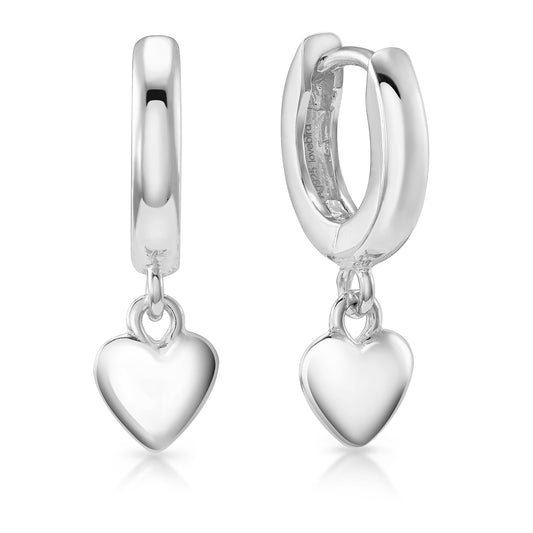 Lovebird Klappcreolen Ø 12/2.5mm mit Herzen Silber 925/000